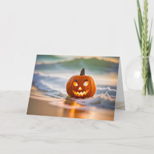 Cartes Pour Fêtes Annuelles Halloween Jack-o-Lantern Sur La Plage