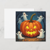 Cartes Pour Fêtes Annuelles Halloween Jack O'Lantern et Ghost (Devant / Derrière)