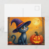 Cartes Pour Fêtes Annuelles Halloween Kitten et Jack O'Lantern (Devant / Derrière)