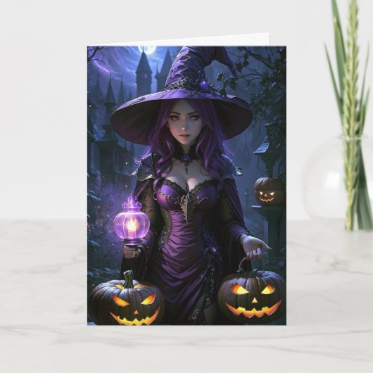Cartes Pour Fêtes Annuelles Halloween la sorcière sulfureuse (Devant)