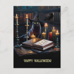 Cartes Pour Fêtes Annuelles Halloween Magique Chat Books Raven
