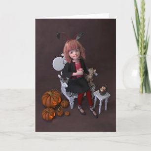 Cartes Pour Fêtes Annuelles Halloween. Manger des bonbons.