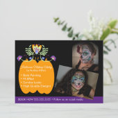 Cartes Pour Fêtes Annuelles Halloween Maquillage Artiste Réservation (Debout devant)