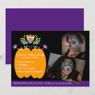 Cartes Pour Fêtes Annuelles Halloween Maquillage Artiste Réservation