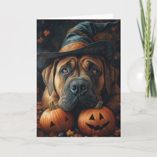Cartes Pour Fêtes Annuelles Halloween Mastiff Witch (Devant)