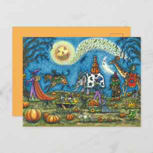 Cartes Pour Fêtes Annuelles HALLOWEEN PARADE Sorcière Giraffe Ours Zèbre