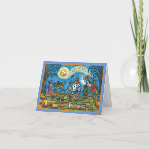 Cartes Pour Fêtes Annuelles HALLOWEEN PARADE Witch Giraffe Zebra Skelly BLANK