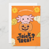 Cartes Pour Fêtes Annuelles Halloween Party Trick or Treat Axolotl Pumkin Holi (Devant / Derrière)