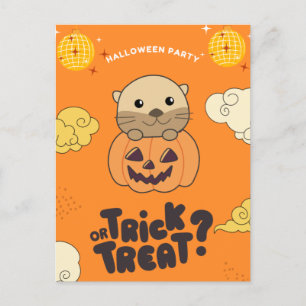 Cartes Pour Fêtes Annuelles Halloween Party Trick Ou Treat Otter Pumkin Holida