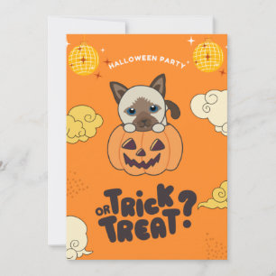 Cartes Pour Fêtes Annuelles Halloween Party Trump Ou Treat Siamese Chat Pumkin