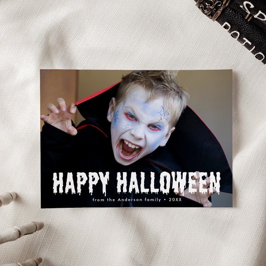 Cartes Pour Fêtes Annuelles Halloween photo joyeuse des gouttes de sang