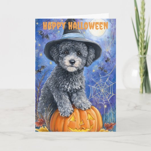 Cartes Pour Fêtes Annuelles Halloween Poodle Dog (Devant)