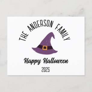 Cartes Pour Fêtes Annuelles Halloween Purple Witple Casquette Nom personnalisé