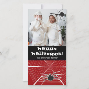 Cartes Pour Fêtes Annuelles Halloween Scary Black Spider et Web Kid's Photo