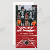 Cartes Pour Fêtes Annuelles Halloween Scary Black Spider et Web Kid's Photo (Devant / Derrière)