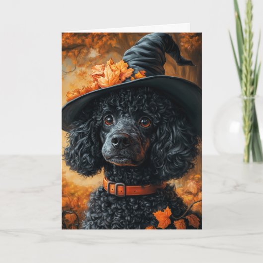 Cartes Pour Fêtes Annuelles Halloween sorcière de caniche (Devant)