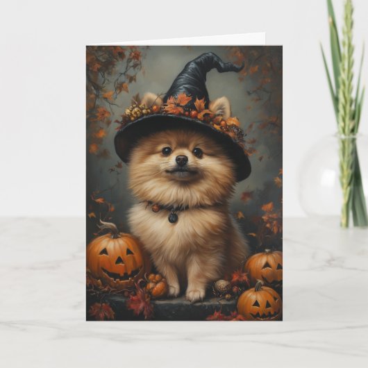 Cartes Pour Fêtes Annuelles Halloween sorcière de Poméranie (Devant)