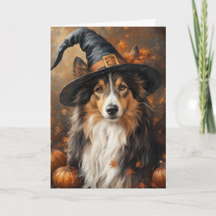 Cartes Pour Fêtes Annuelles Halloween sorcière Sheltie