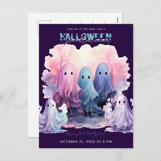 Cartes Pour Fêtes Annuelles Halloween Spooktacular Ghouls Party (Devant / Derrière)