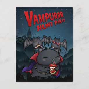 Cartes Pour Fêtes Annuelles Halloween Vampire Cat Vampurr