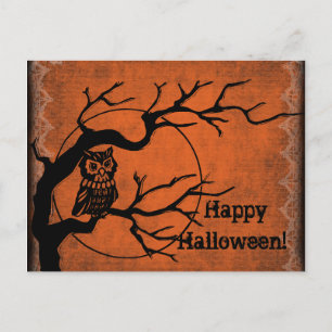 Cartes Pour Fêtes Annuelles Halloween vintage et heureux avec Hibou