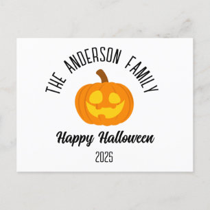 Cartes Pour Fêtes Annuelles Halloween Visage Citrouille brillant Nom personnal