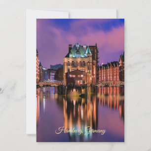Cartes Pour Fêtes Annuelles Hambourg, Allemagne à la nuit