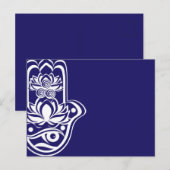 Cartes Pour Fêtes Annuelles Hamsa bleu et blanc (Devant / Derrière)
