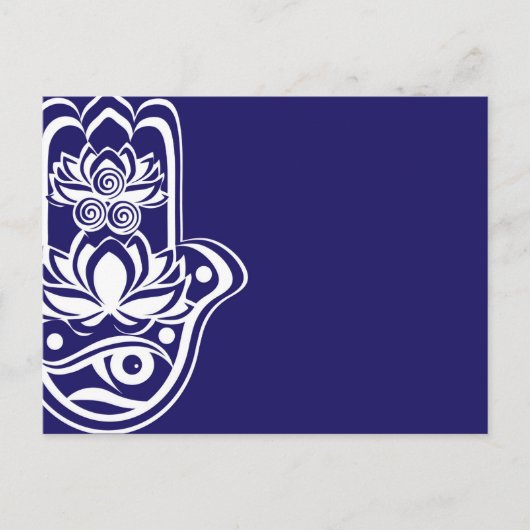 Cartes Pour Fêtes Annuelles Hamsa bleu et blanc (Devant)