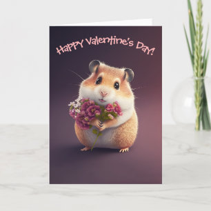 Cartes Pour Fêtes Annuelles Hamster adorable aux fleurs pour la Saint-Valentin