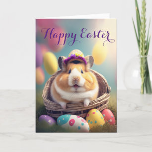Cartes Pour Fêtes Annuelles Hamster mignon dans le panier d'oeufs de Pâques Ca