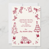 Cartes Pour Fêtes Annuelles Hand-Drawn Arch Photo Red and Gold Merry Christmas (Dos)
