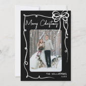 Cartes Pour Fêtes Annuelles Hand Drawn Black Bow Whimsical Christmas (Devant)