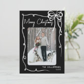 Cartes Pour Fêtes Annuelles Hand Drawn Black Bow Whimsical Christmas (Debout devant)