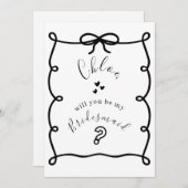 Cartes Pour Fêtes Annuelles Hand Drawn Bridesmaid Proposal Cards (Devant / Derrière)