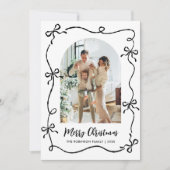 Cartes Pour Fêtes Annuelles Hand Drawn Coquette Bow Arch Photo Merry Christmas (Devant)
