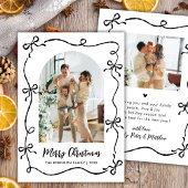 Cartes Pour Fêtes Annuelles Hand Drawn Coquette Bow Arch Photo Merry Christmas