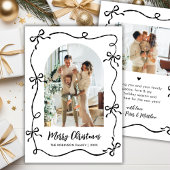 Cartes Pour Fêtes Annuelles Hand Drawn Coquette Bow Arch Photo Merry Christmas