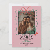 Cartes Pour Fêtes Annuelles Hand-drawn frame modern pink Merry Christmas (Devant)