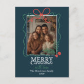 Cartes Pour Fêtes Annuelles Hand-drawn frame modern teal blue Merry Christmas  (Devant)