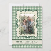 Cartes Pour Fêtes Annuelles Hand Drawn Green Bow Retro Plaid Christmas Photo (Devant)