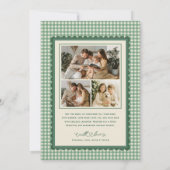 Cartes Pour Fêtes Annuelles Hand Drawn Green Bow Retro Plaid Christmas Photo (Dos)