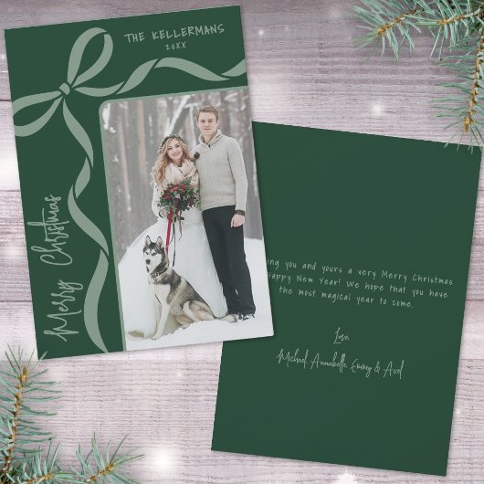 Cartes Pour Fêtes Annuelles Hand Drawn Green Whimsical Merry Christmas