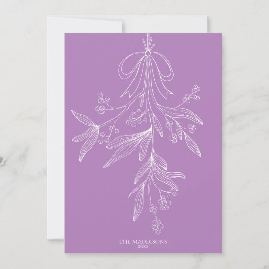 Cartes Pour Fêtes Annuelles Hand Drawn Mistletoe & Bow Christmas Wisteria (Devant)