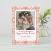 Cartes Pour Fêtes Annuelles Hand-Drawn Ornament Pattern Holiday Photo Card (Debout devant)