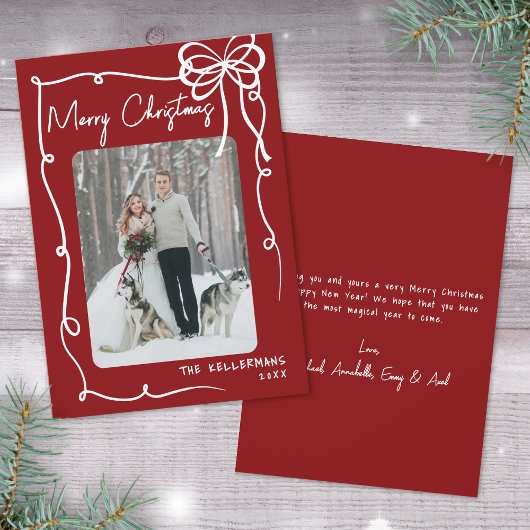 Cartes Pour Fêtes Annuelles Hand Drawn Red Whimsical Merry Christmas