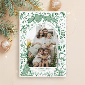 Cartes Pour Fêtes Annuelles Hand Drawn Scribble Bow Green Arch Photo Christmas