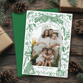 Cartes Pour Fêtes Annuelles Hand Drawn Scribble Bow Green Arch Photo Christmas