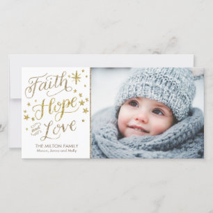 Cartes Pour Fêtes Annuelles Hand Lettered Faith Hope Love Religious Christmas
