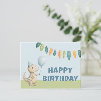 Cartes Pour Fêtes Annuelles HandPainted Birthday Dinos Postcard